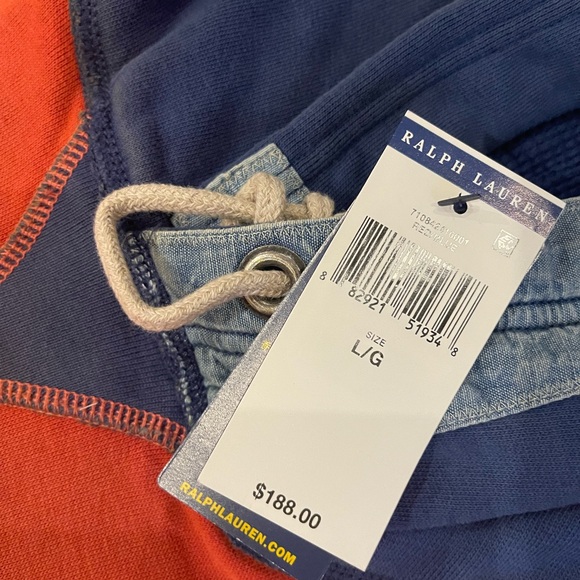 Polo Ralph Lauren Bandana Patchwork Short Sleeve Pullover Hoodie Mens NWT - Picture 3 of 4